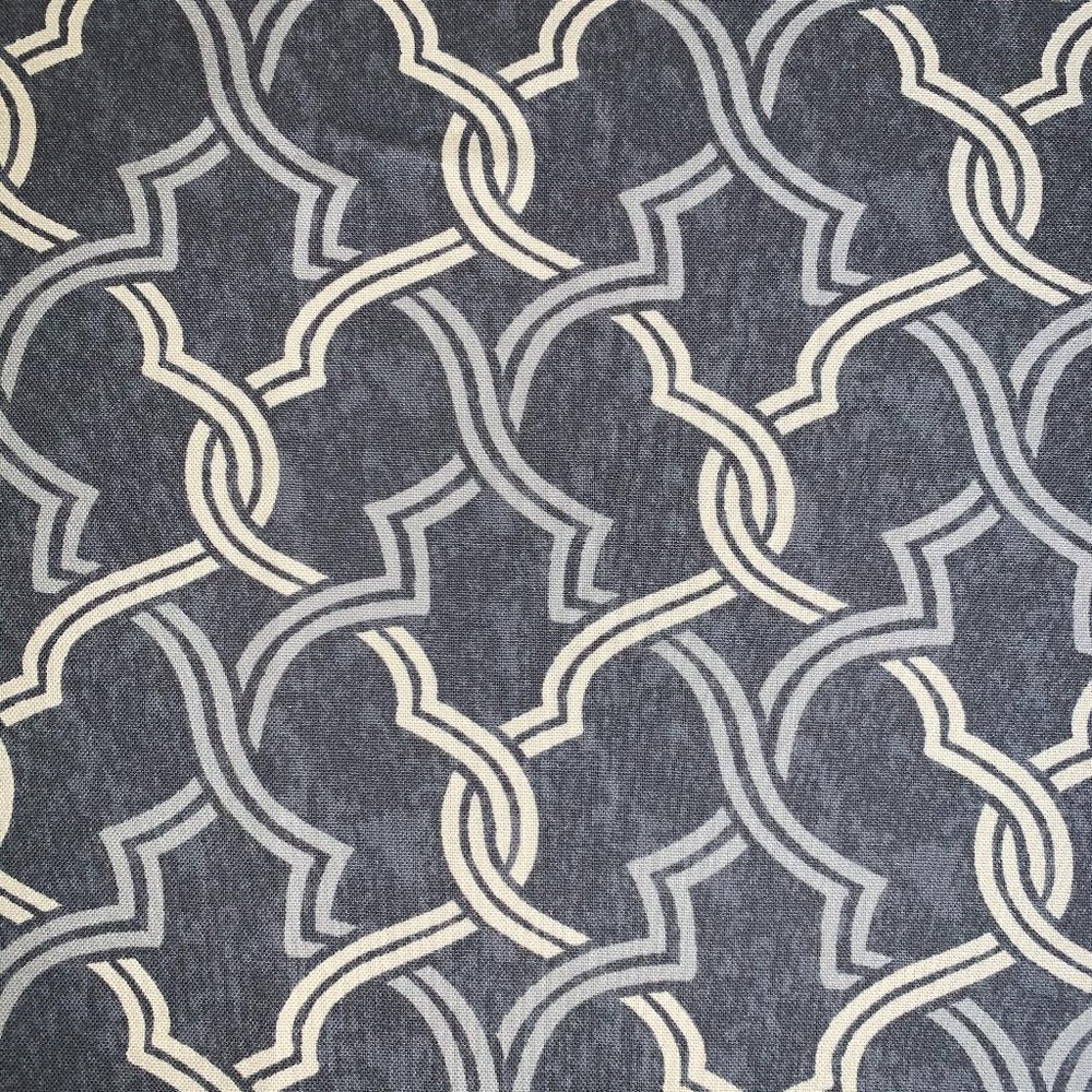 7+ Yds P Kaufmann Waverly Gray Ivory Fretwork Geometric Lattice Trellis Fabric